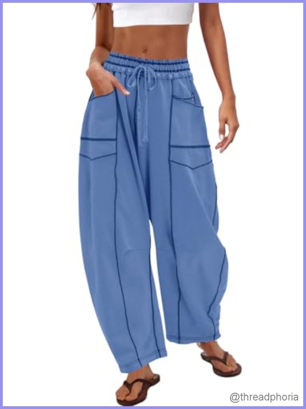 Women's Baggy Wide Leg Barrel Sweatpants High Rise Lounge Pants with Pockets